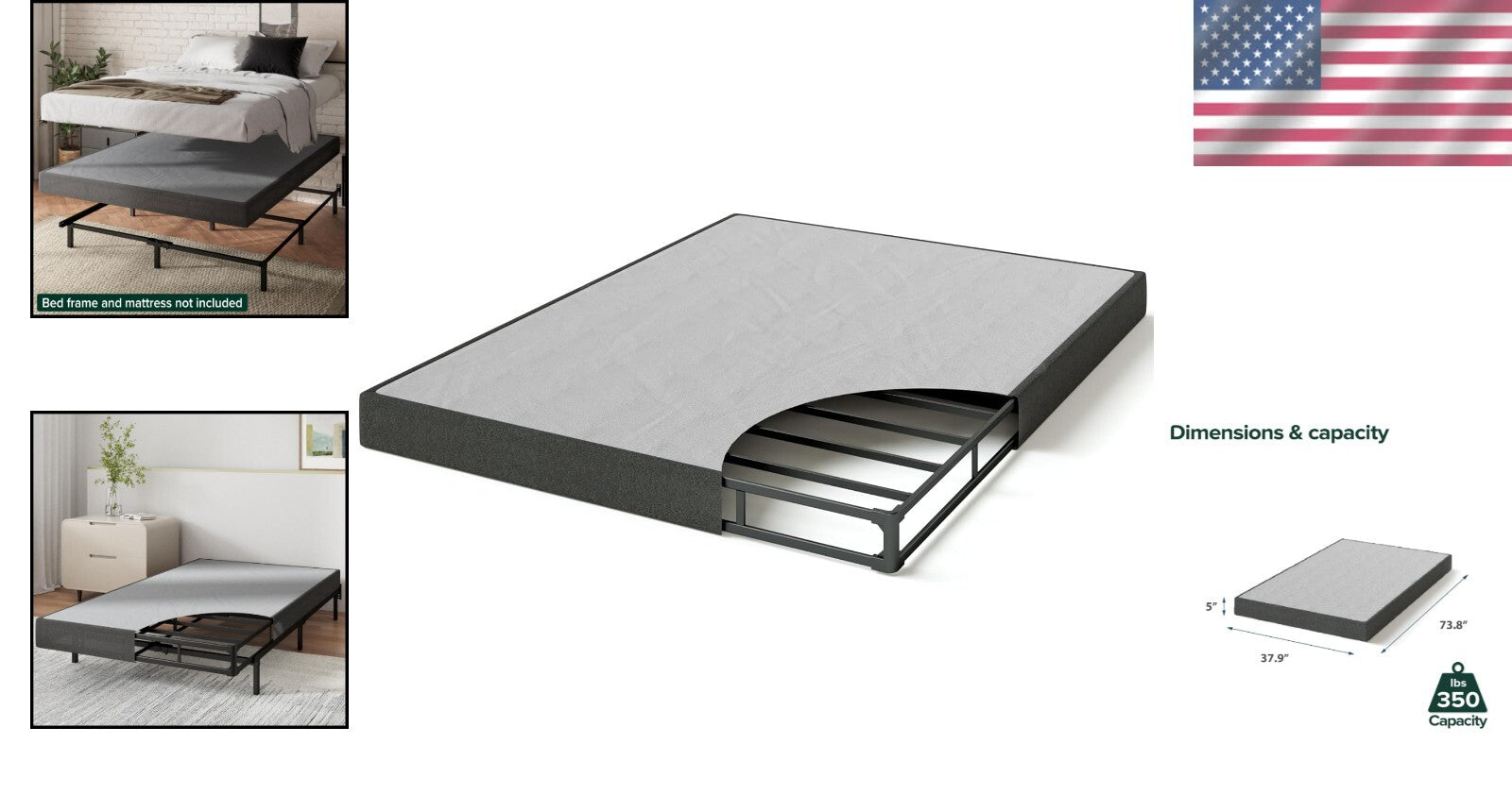 Eco-Friendly 5-Inch Steel Box Spring for Twin Mattresses - Easy Assembly