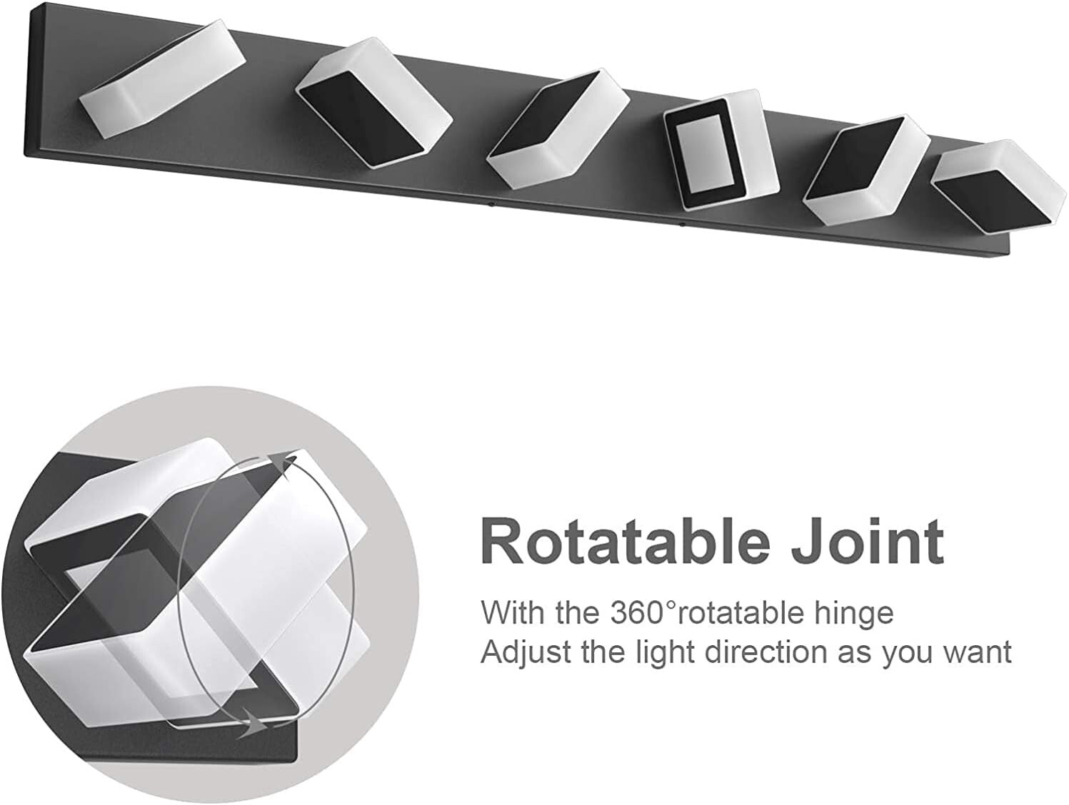 Sleek 6-Light LED Vanity Wall Light in Matte Black - Energy Efficient Style