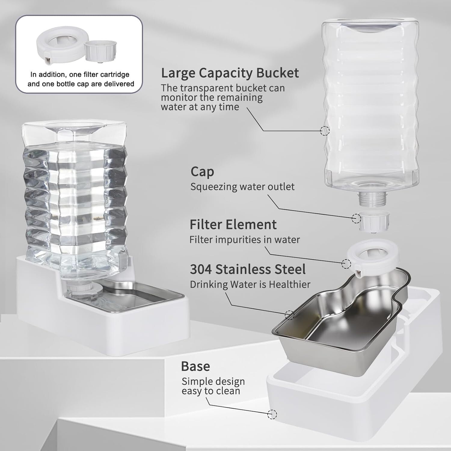 9L Automatic Pet Water Dispenser with Stainless Steel Bowl - BPA-Free & Hygienic