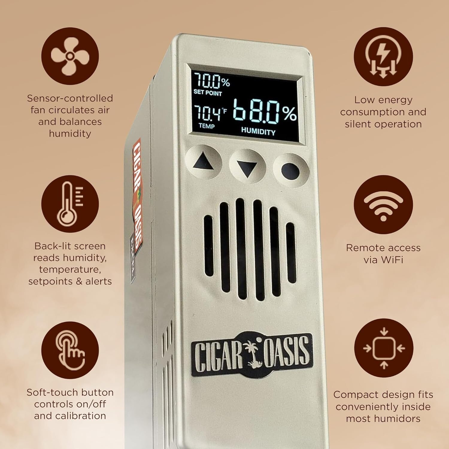Efficient 3.0 Cigar Humidifier with Soft-Touch Buttons – Perfect Preservation