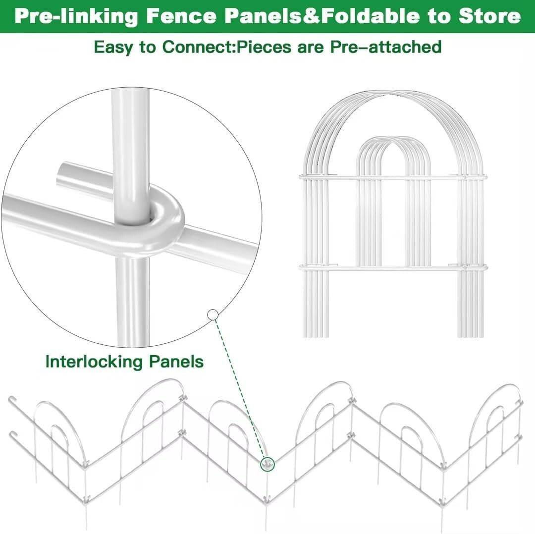 Elegant White Metal Garden Edging 35ft for Animals - Easy Setup & Customizable