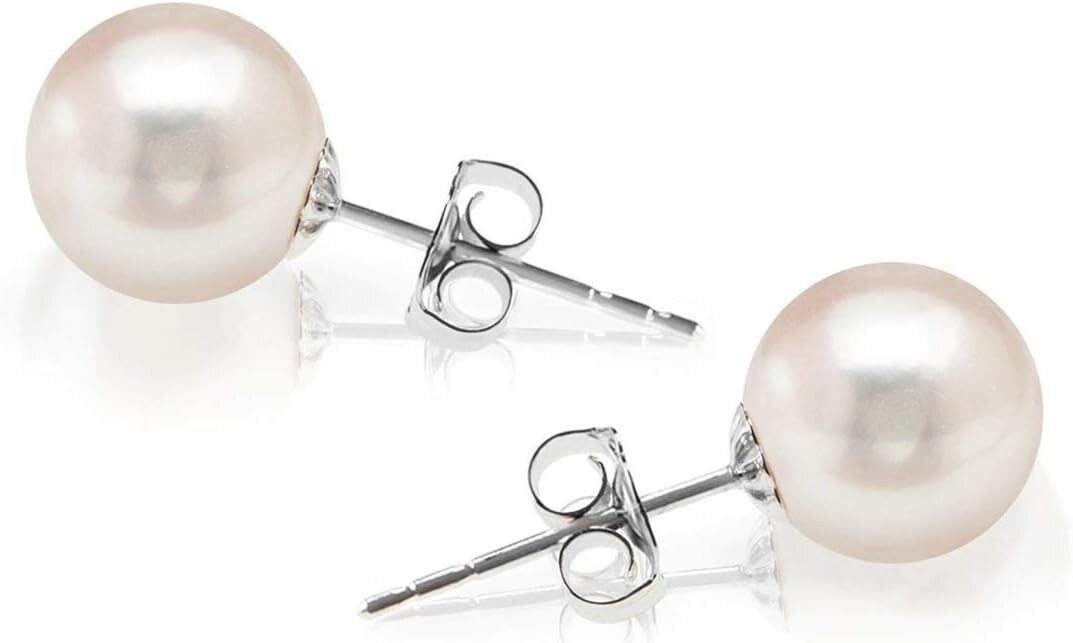 Lustrous 14K Gold Pearl Stud Earrings - 5-10mm Sizes Available for Every Style