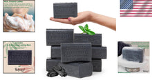 Load image into Gallery viewer, All-Natural African Black Soap with Charcoal &amp; Peppermint - 6.6 oz Bar, 8-Pack