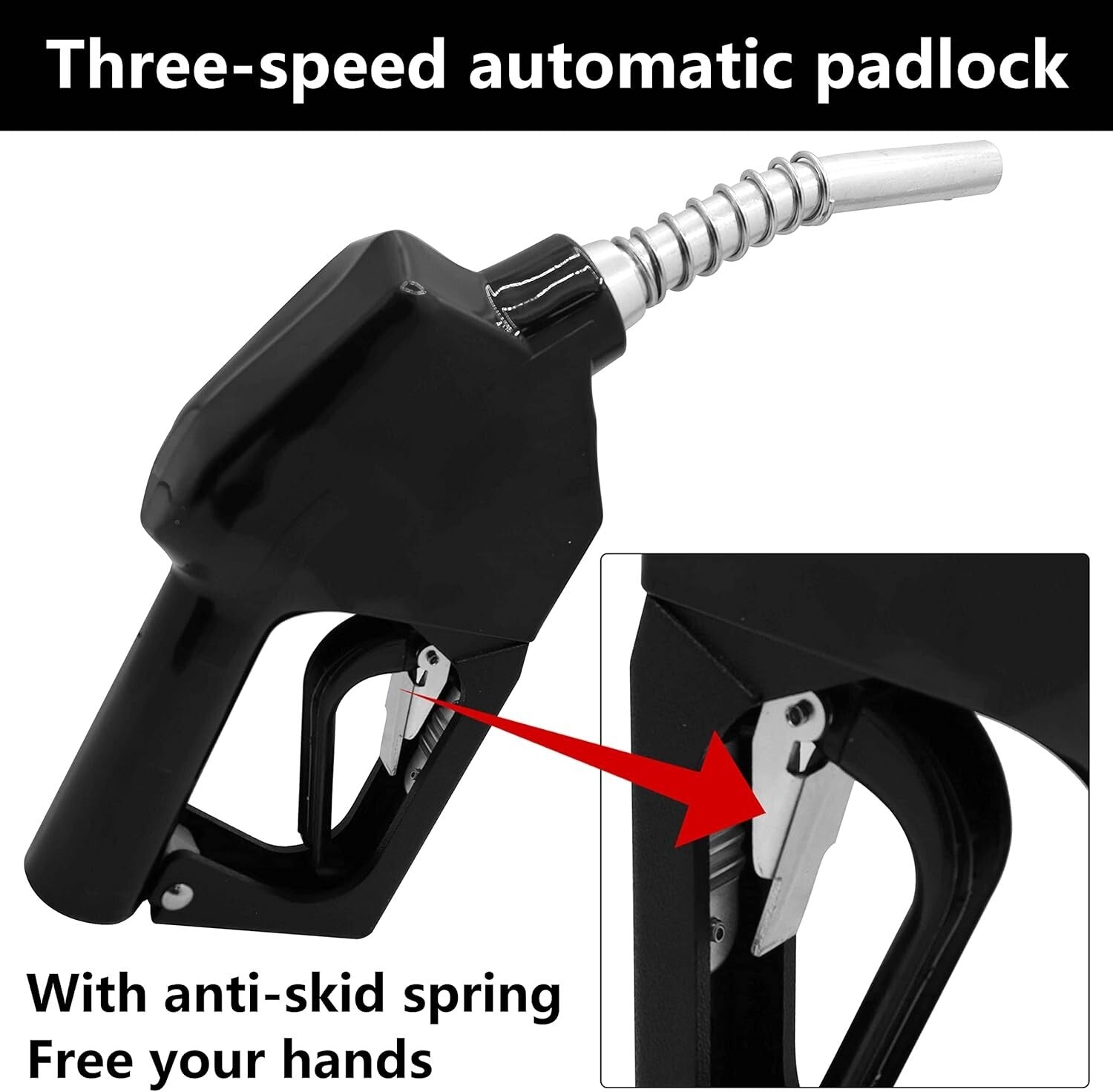 Efficient Automatic Black Fuel Nozzle 3/4" NPT for Diesel and Biofuel – 16 GPM