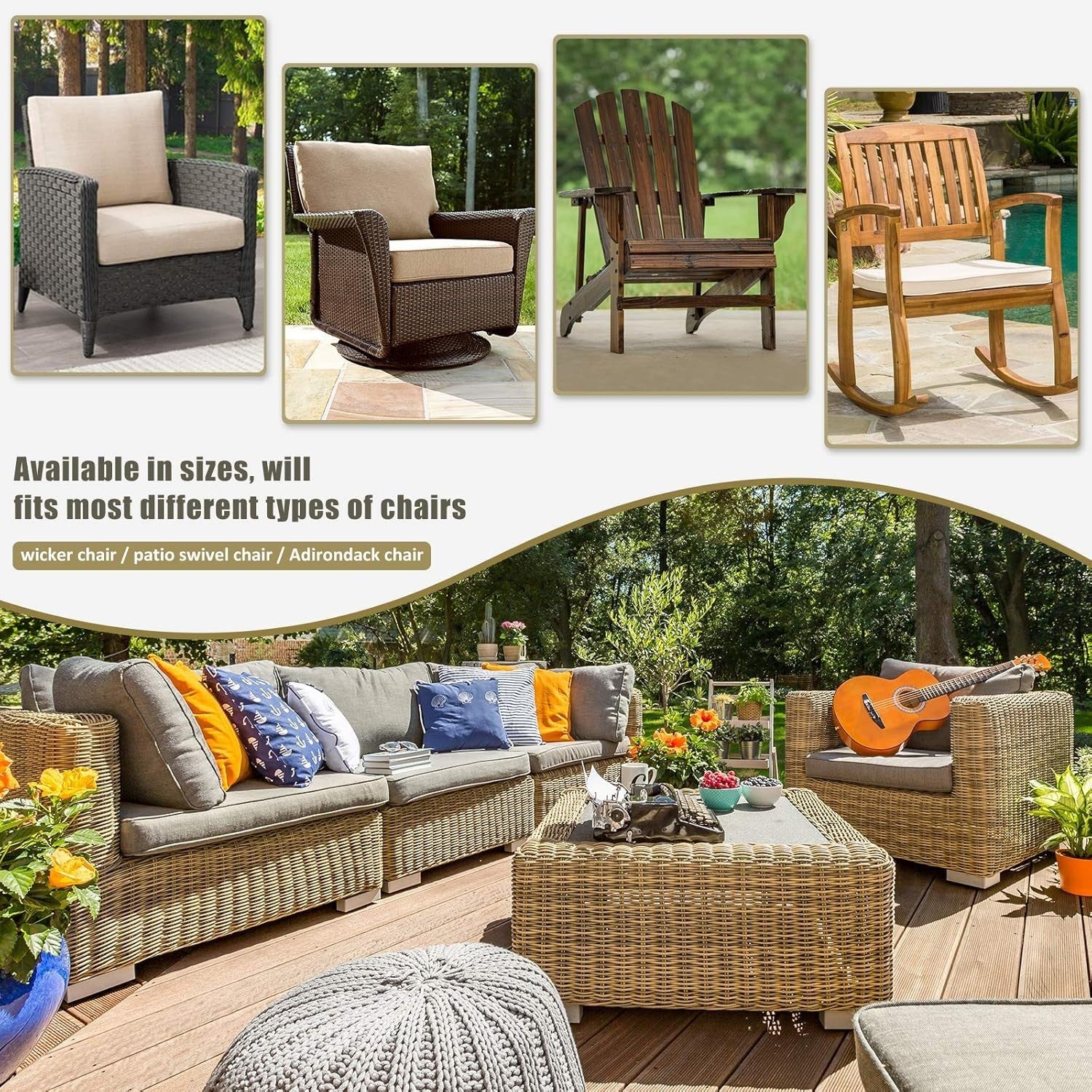 2-Pack Waterproof Outdoor Patio Chair Covers, Fits Up to 35W x 38D x 31H