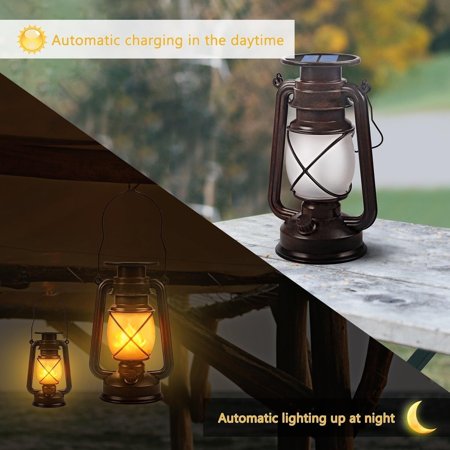 Elegant Solar Lanterns for Table and Patio - Waterproof 2-Pack with Warm Glow