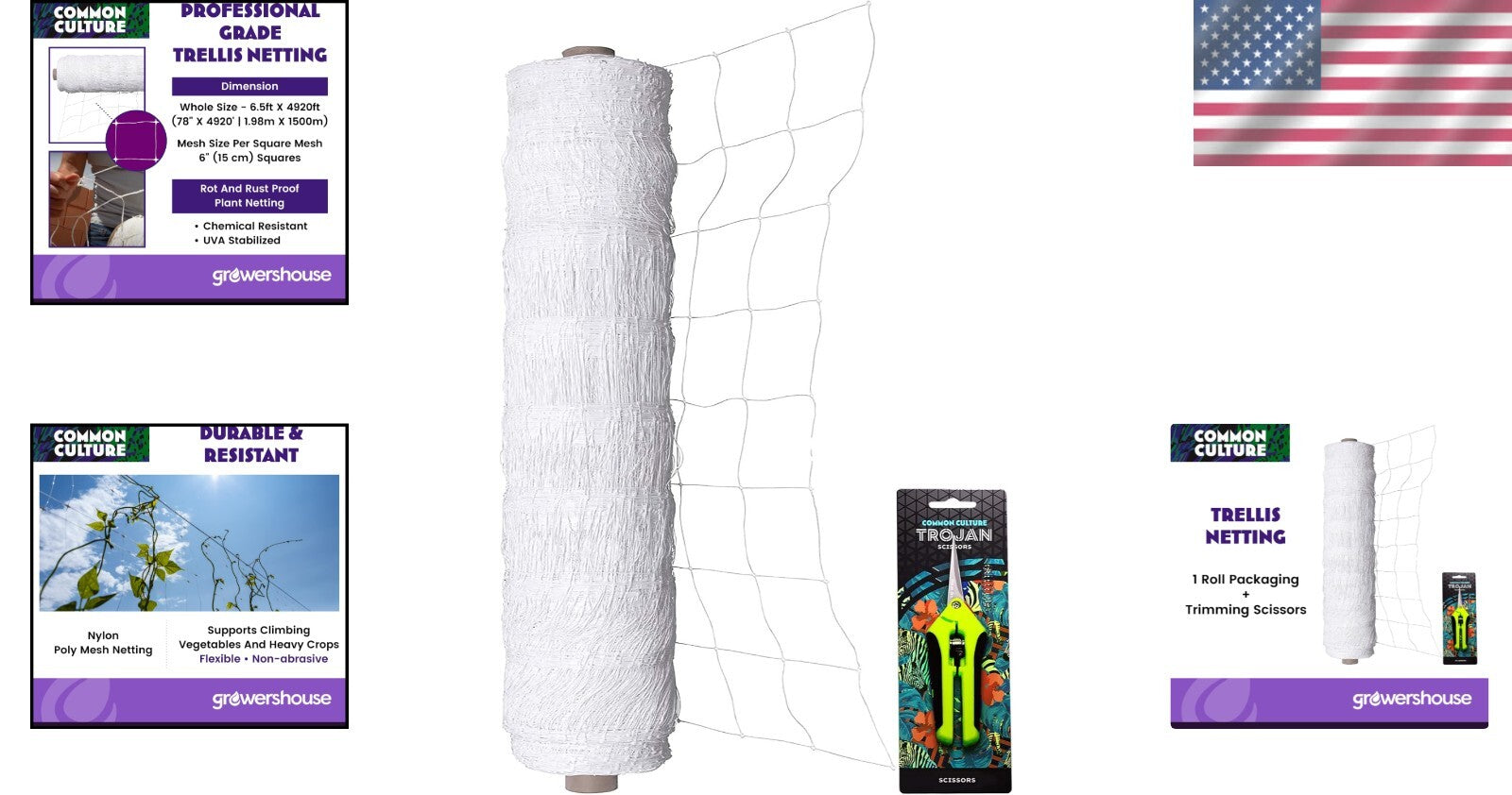 Economical Trellis Netting Roll, 6" Mesh - 6.5ft x 4920ft for Efficient Growth