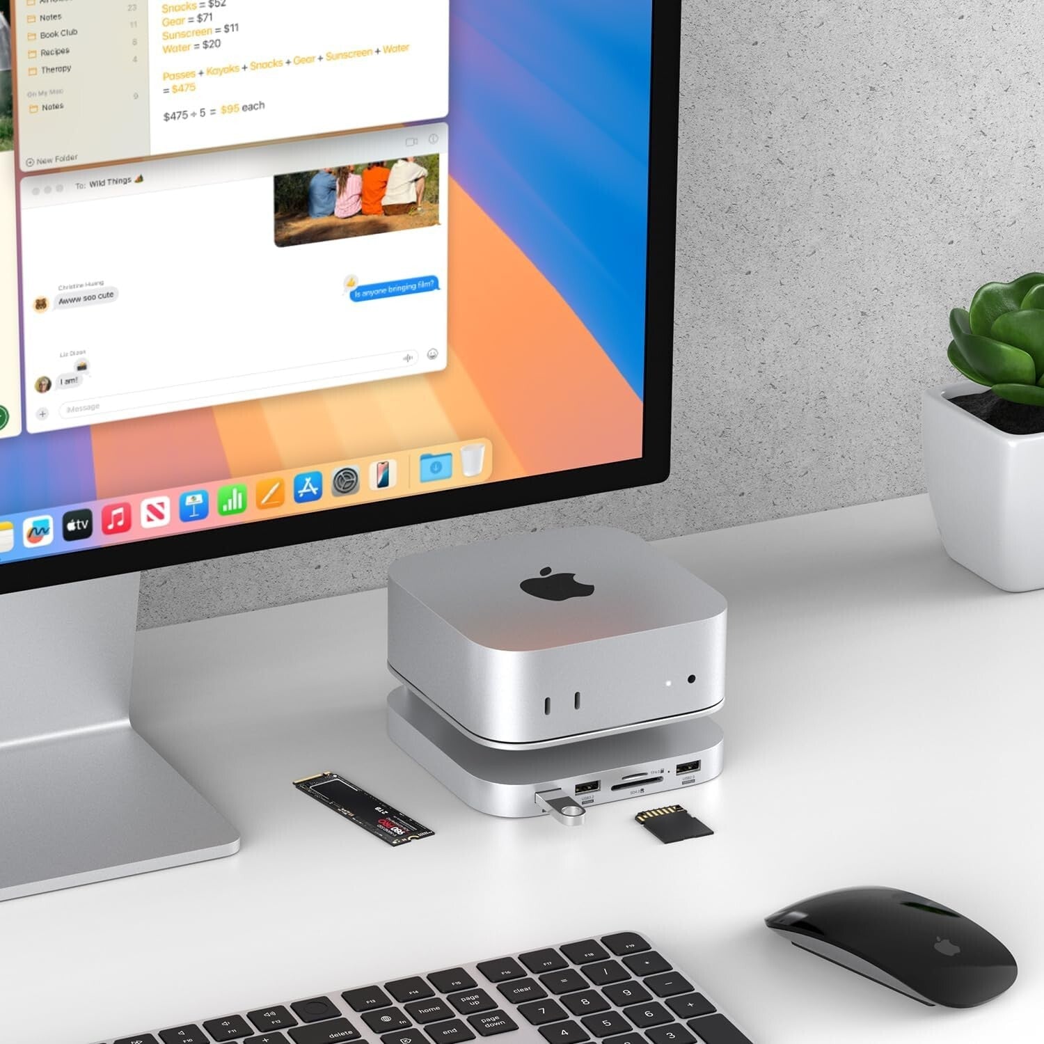 Premium Aluminum Dock for Mac Mini M4 - 8TB SSD Enclosure & USB 3.1 Connectivity