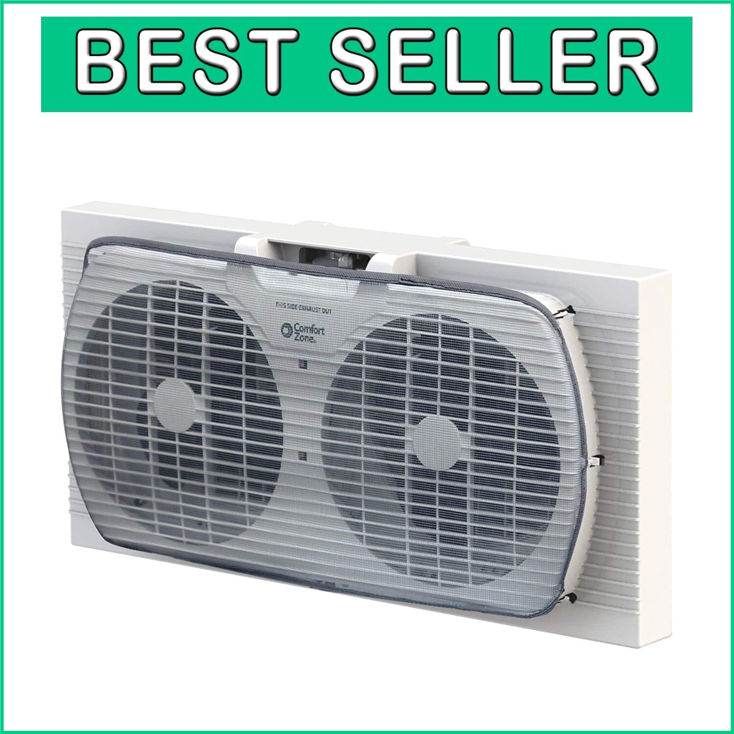 Energy-Efficient 9” Window Exhaust Fan with Removable Bug Screen & Quiet Speed