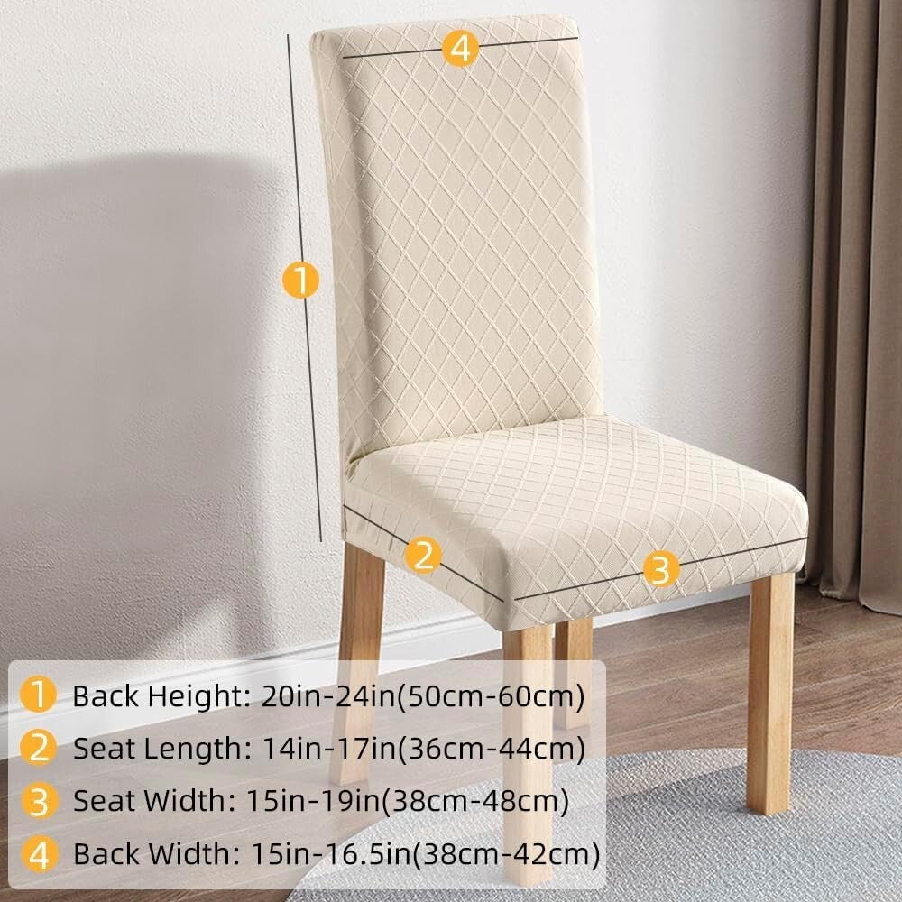 Elegant Washable Parsons Chair Slipcovers - 6-Pack Waterproof Covers in Beige