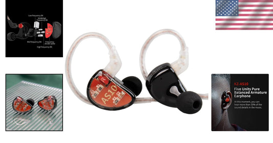Black KZ IEM Earphone with Detachable Cable - Superior Sound Isolation for Music