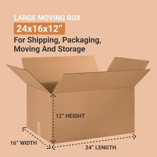 10-Pack Large Corrugated Boxes, 65 lb Capacity – Perfect for Shipping & Moving!