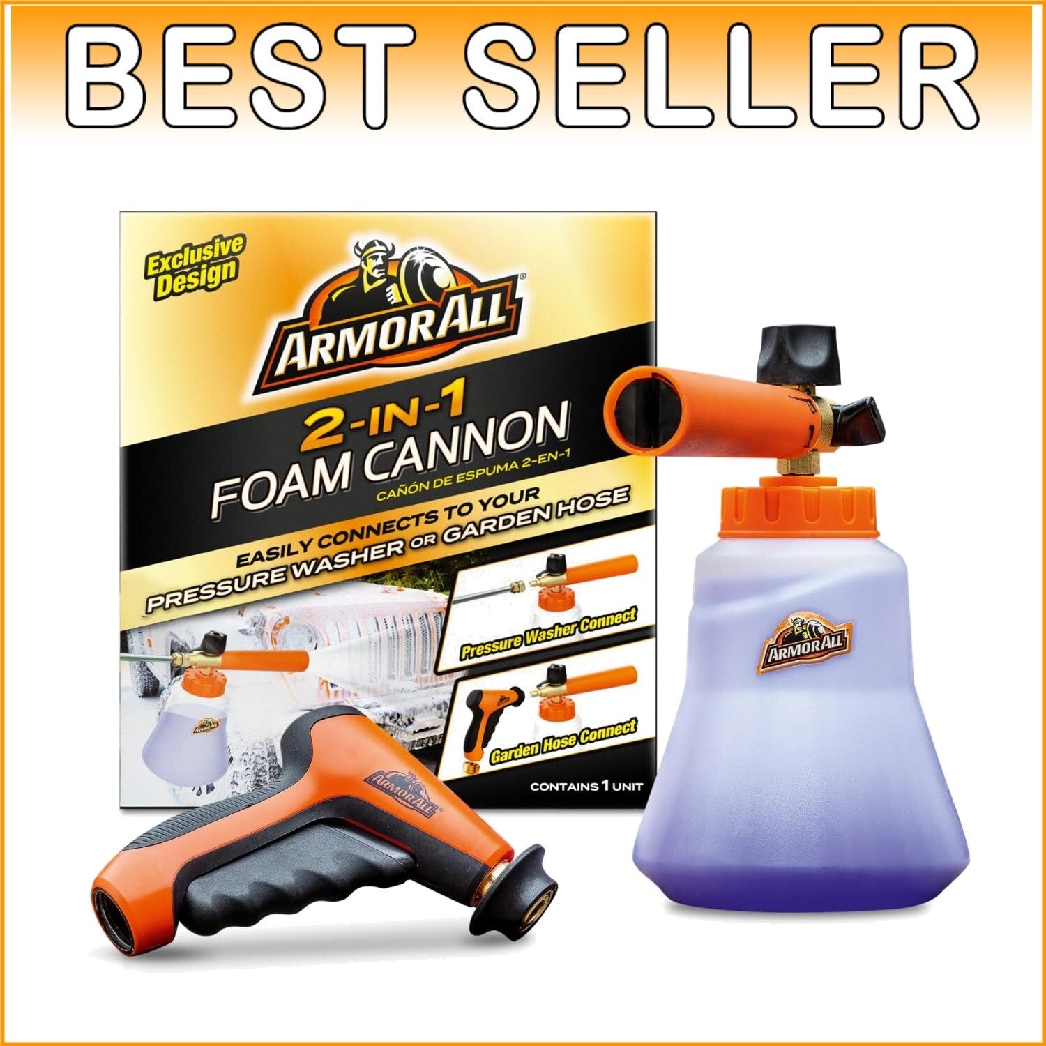 2-in-1 Foam Cannon Kit for Ultimate Car Cleaning - Hose & Washer Compatible