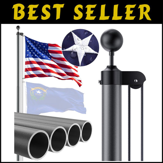 Commercial Grade 25FT Flag Pole Kit - 13 Gauge Aluminum with Embroidered Flag