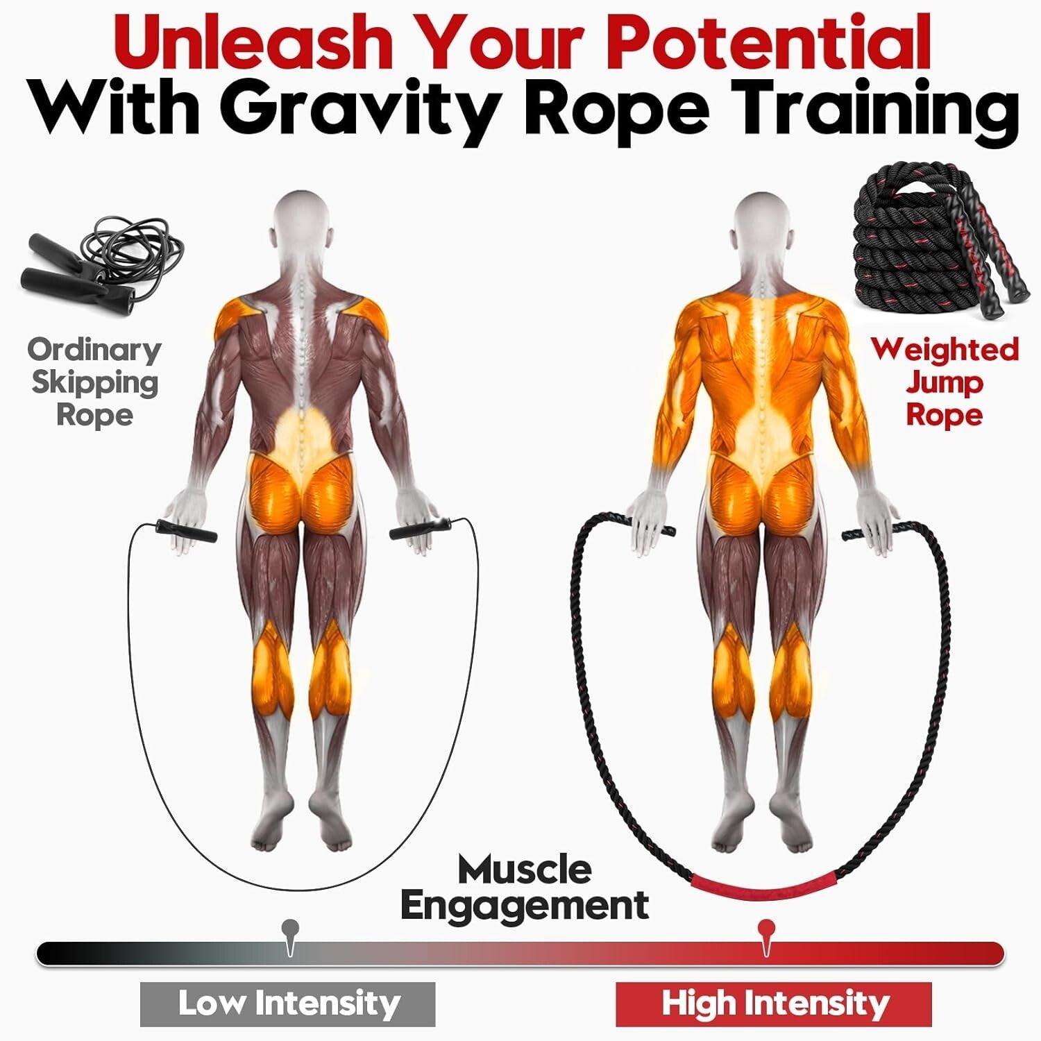 Unleash Your Potential: 3lb to 5lb Weighted Jump Rope for Full Body Conditioning