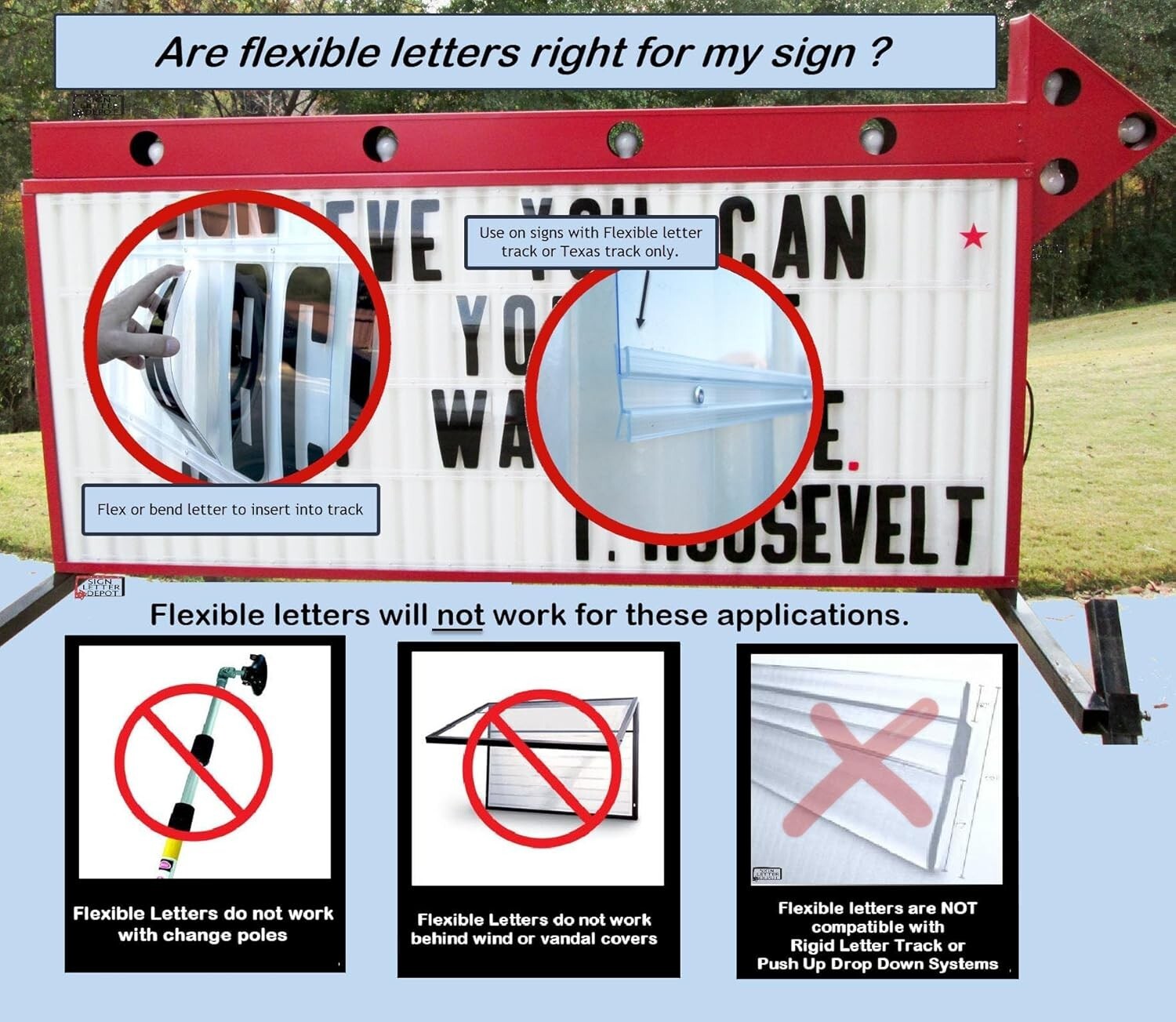 Assorted 8-Inch Flexible Letters & Numbers for Outdoor Road Signs - 300 Pieces