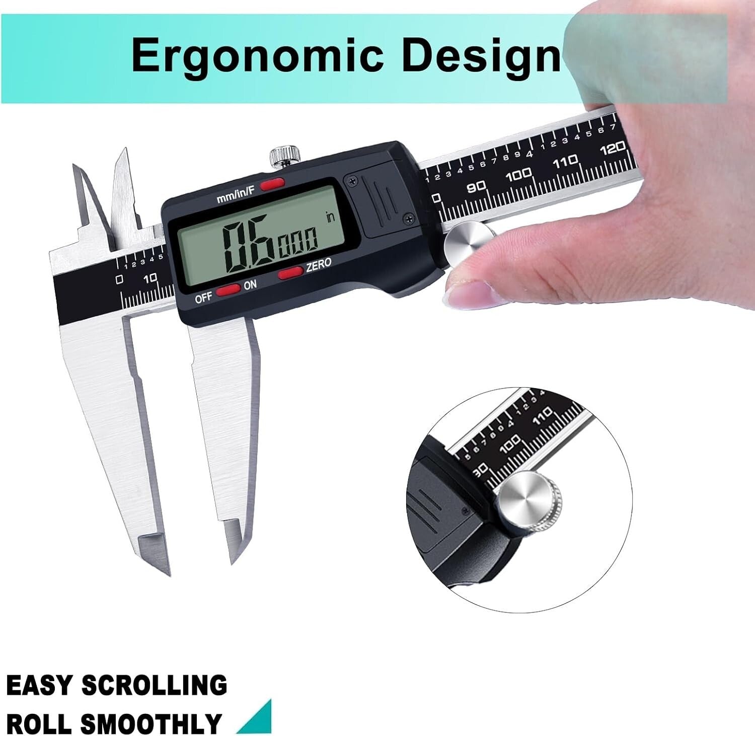 Professional-Grade 12-Inch Digital Caliper - Inch, Metric & Fraction Readings