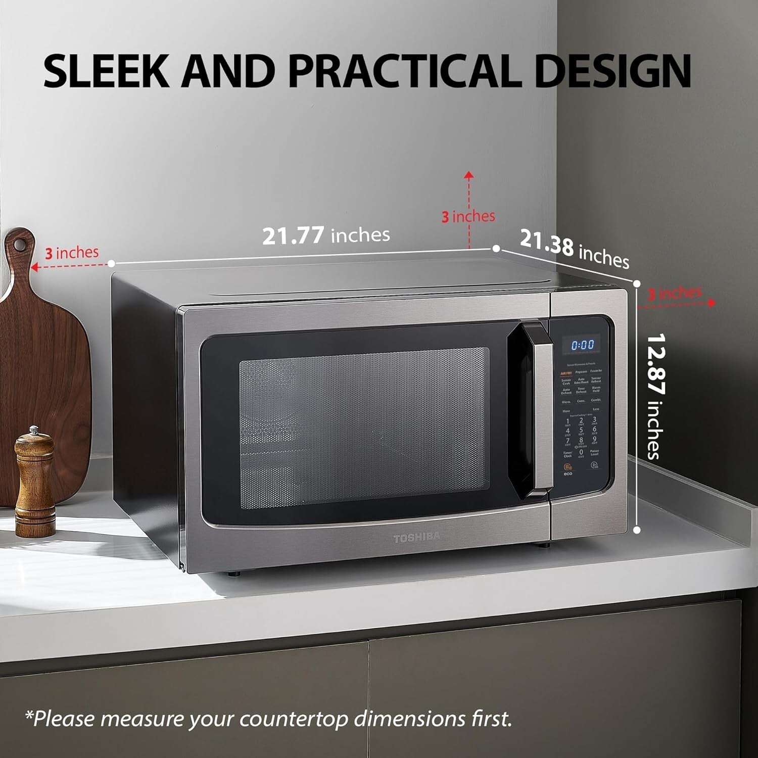 4-in-1 Air Fryer Combo Microwave Oven - Healthy Cooking in Black Stainless Steel