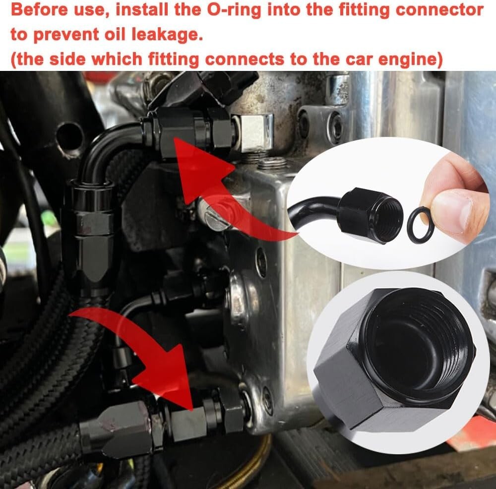 Durable 6AN 20FT Nylon Stainless Steel Braided Fuel Line with 10PCS Fittings