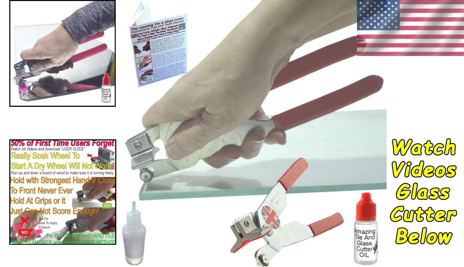 Versatile Manual Glass Cutter with Oil, Cuts 1-22mm Glass & Tiles Effortlessly