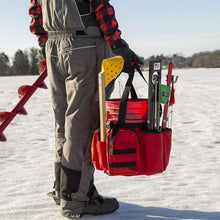 Load image into Gallery viewer, Durable Ice Fishing Bucket Caddy in Black/Red for Ultimate Gear Organization