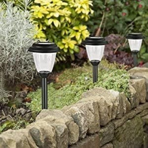 Elegant 8-Pack Solar Outdoor LED Pathway Lights in Matt Black Stainless Steel