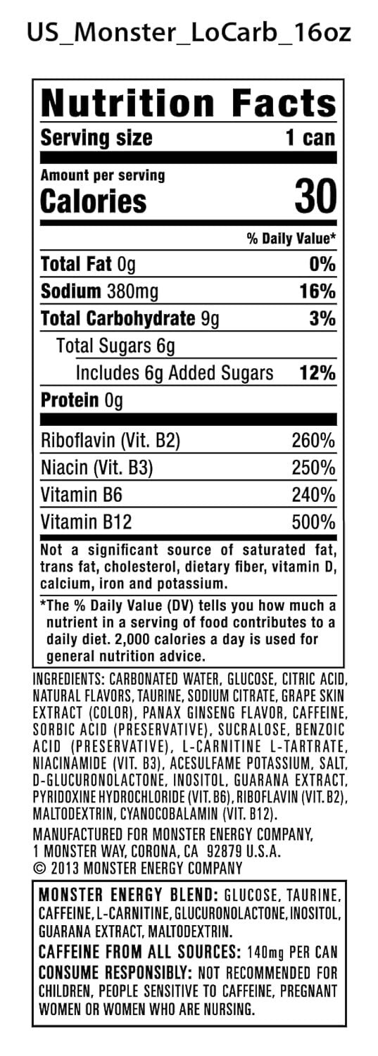 Smooth Flavor Lo-Carb Energy Drink - 15 Pack of 16oz Cans for Active Life