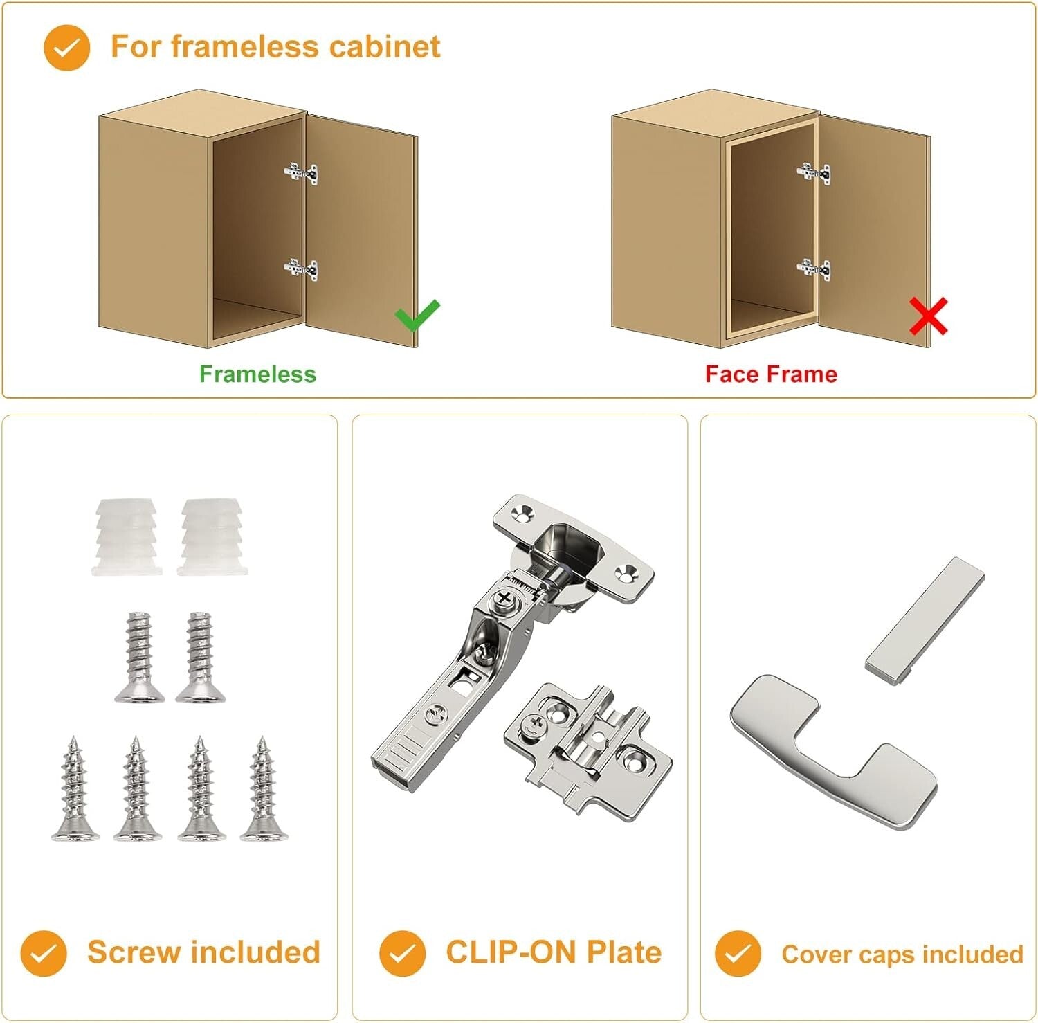 Durable Euro-Style Soft Close Cabinet Hinges - 50 Pack with Easy Installation