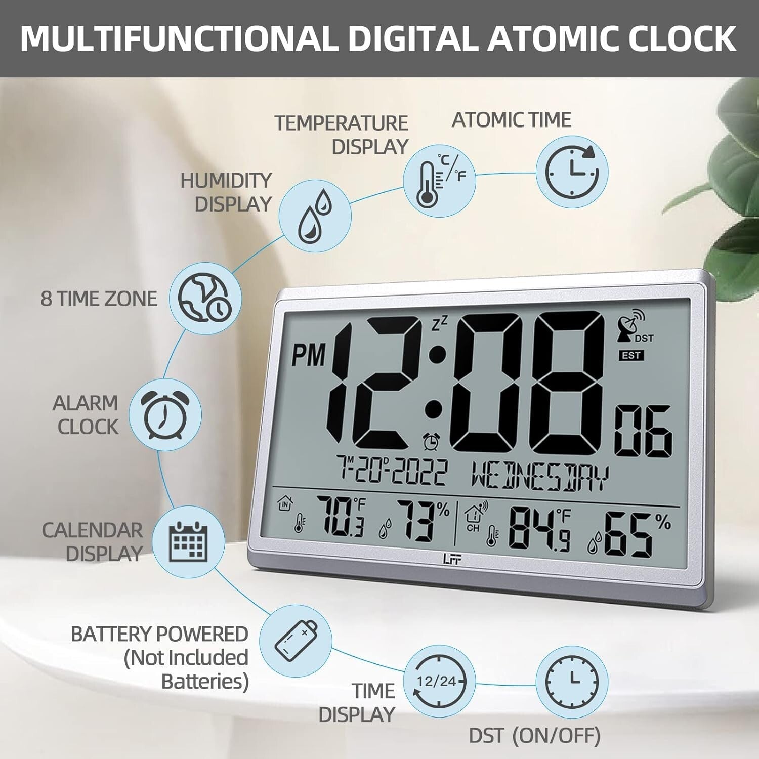 Elegant Digital Clock with Temperature & Humidity Display - Perfect for Any Room