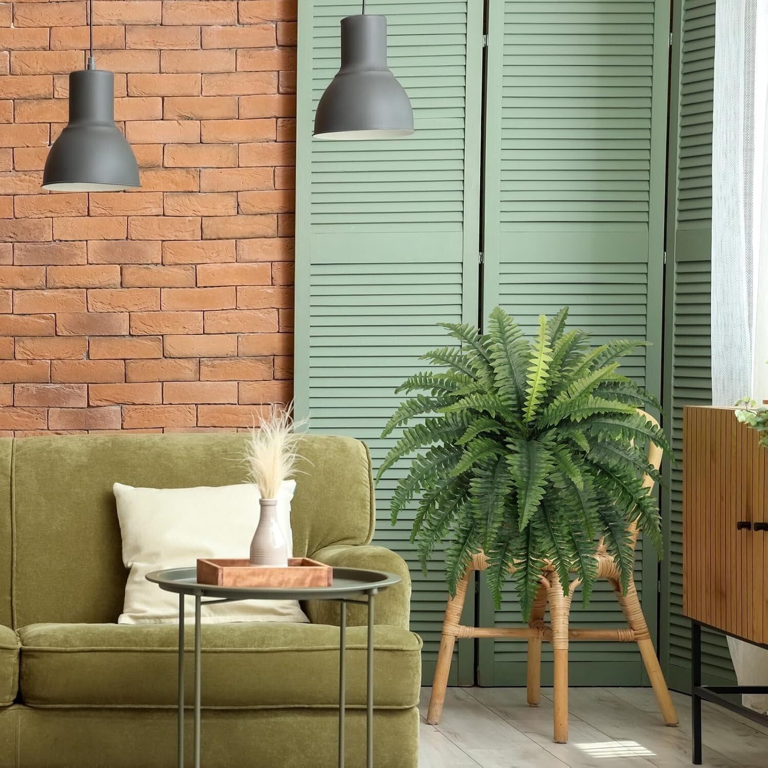 Realistic 35" Fake Boston Ferns - 4 Bespoke Bundles for Low Maintenance Elegance