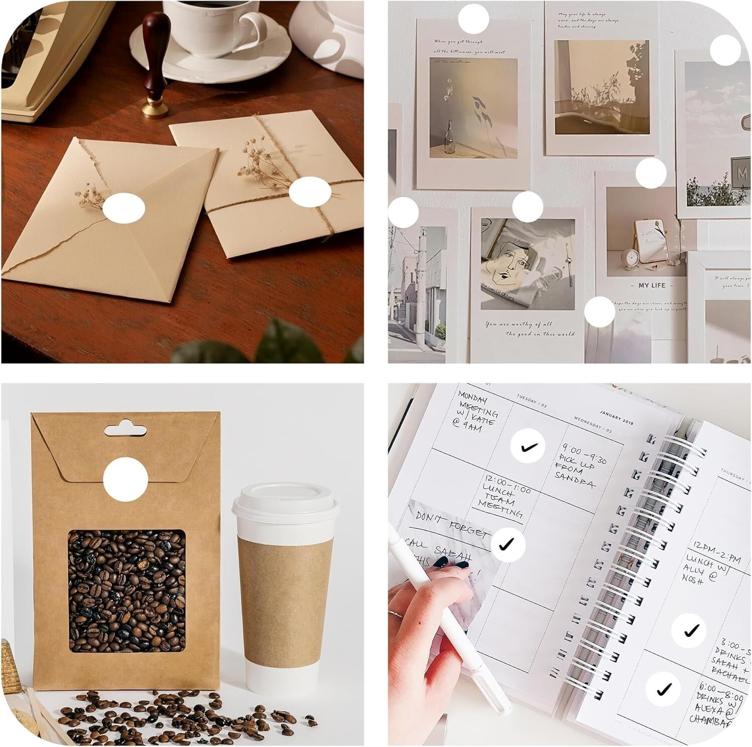 1 Inch Round Dots Label Dispenser - 10000 Adhesive Stickers for Crafts & More