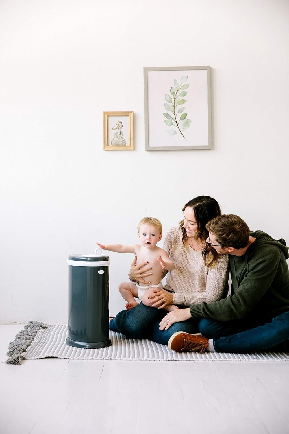 Award-Winning Slate Steel Diaper Pail - Odor Locking & No Special Bags Needed