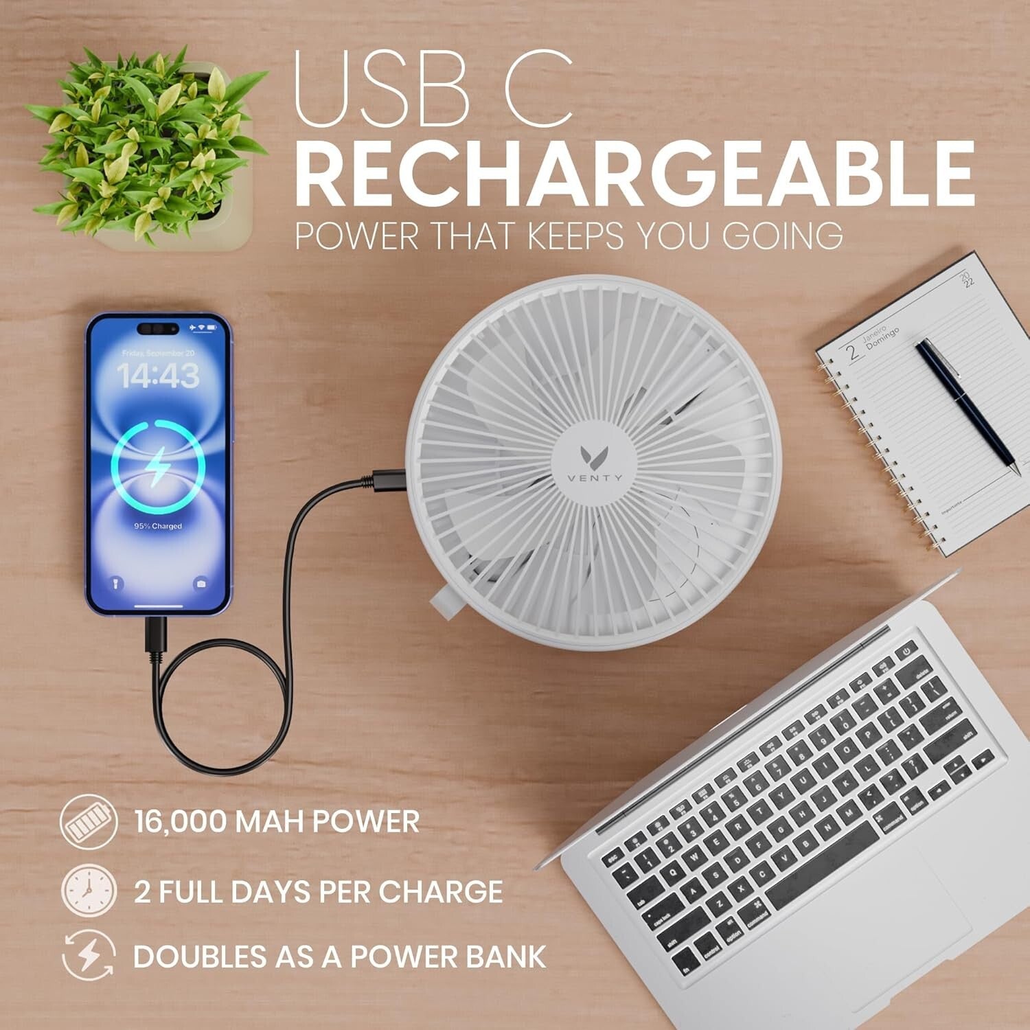 Foldable White Fan with Remote & LED Light - Ideal for Outdoor Adventures