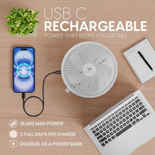 Load image into Gallery viewer, Foldable White Fan with Remote &amp; LED Light - Ideal for Outdoor Adventures