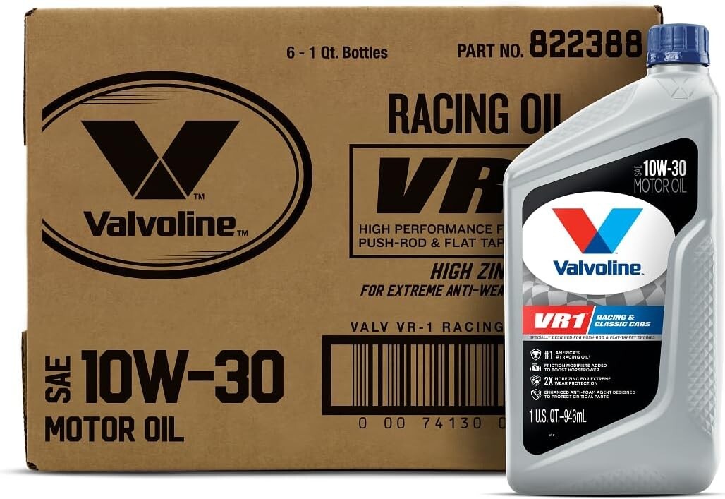 10W-30 VR1 Racing Oil, Pack of 6 - Superior Zinc Protection for Racing Engines