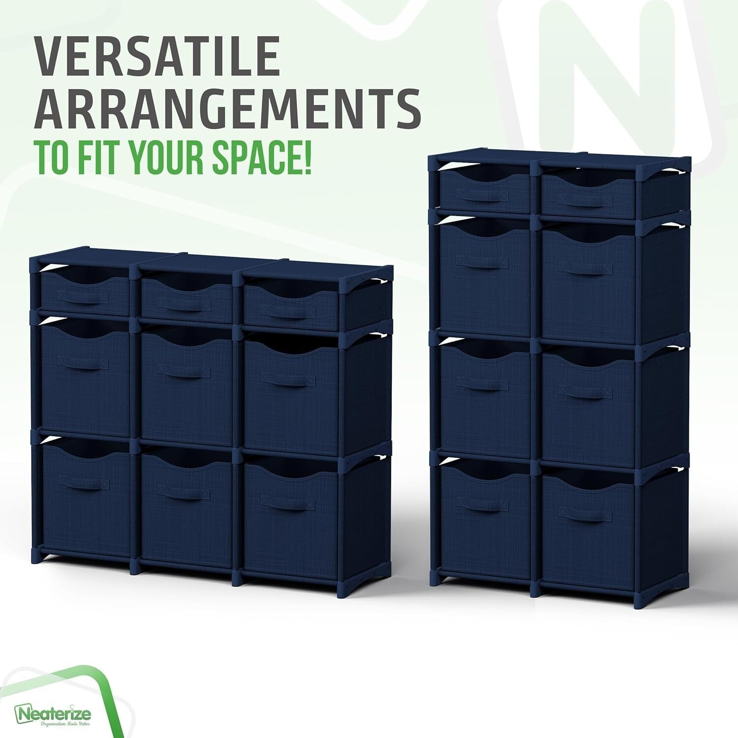 9 Cube Navy Organizer with Foldable Bins - Effortless Style for Kids' Rooms
