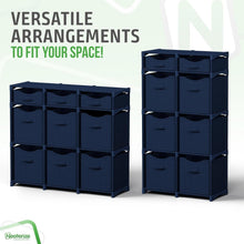 Load image into Gallery viewer, 9 Cube Navy Organizer with Foldable Bins - Effortless Style for Kids' Rooms