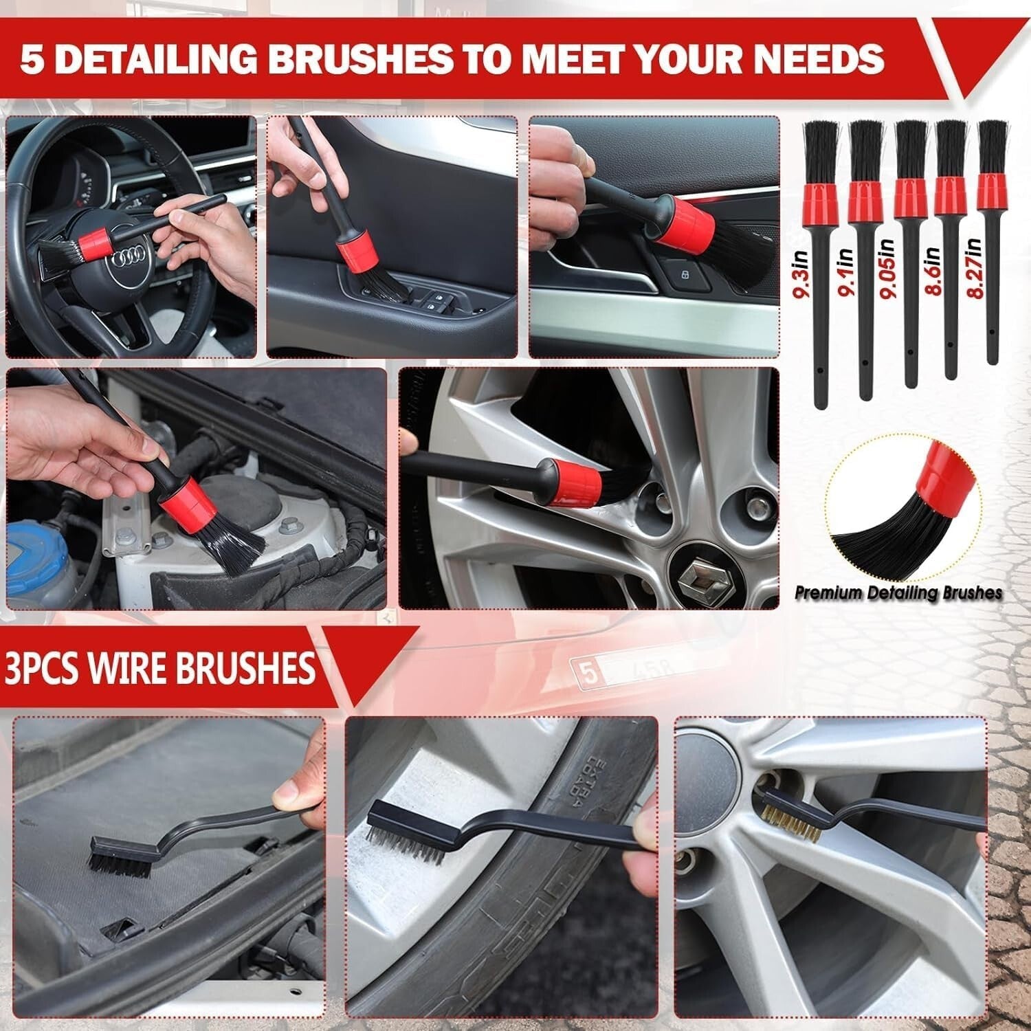 Complete 63-Piece Car Wash Set with Long Handle Brush & Powerful Vacuum Cleaner