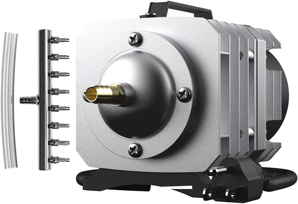 Durable 50W Electromagnetic Air Pump - 8 Outlets for Fish Tanks & Hydroponics