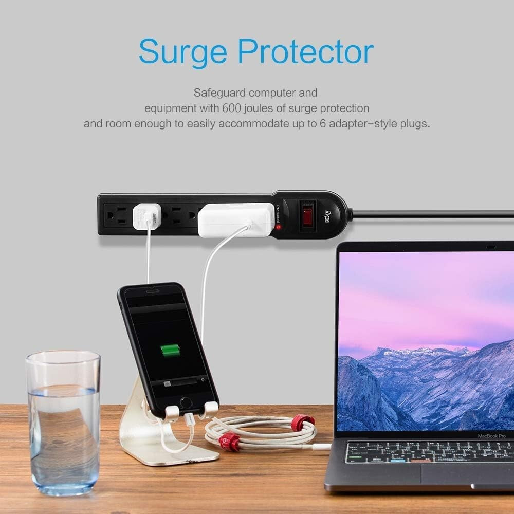 Compact 10-Pack 6-Outlet Surge Protectors with 2-Foot Cord – Always Prepared