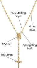 Load image into Gallery viewer, 925 Sterling Silver &amp; 18K Gold Plated Rosary Pendant Necklace - Italian Elegance