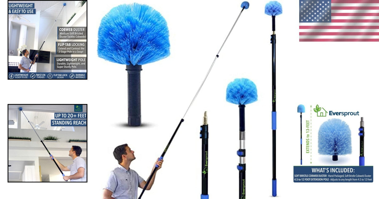Durable Soft-Bristled Duster with 12ft Extension Pole for Easy Cleaning