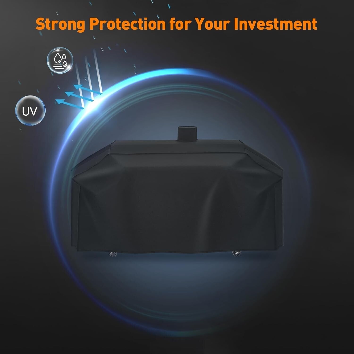 Secure-Fit Heavy-Duty Black Grill Cover for 4in1 Combo Grills - 79" Dimensions