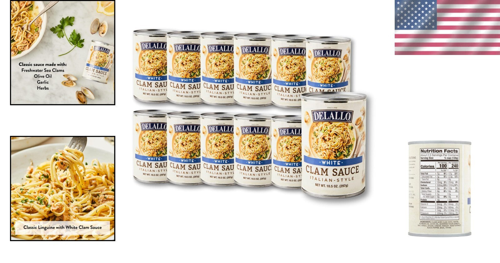 Authentic Italian Clam Sauce - 10.5 oz Cans, 12 Pack, Family Recipe Since 1950