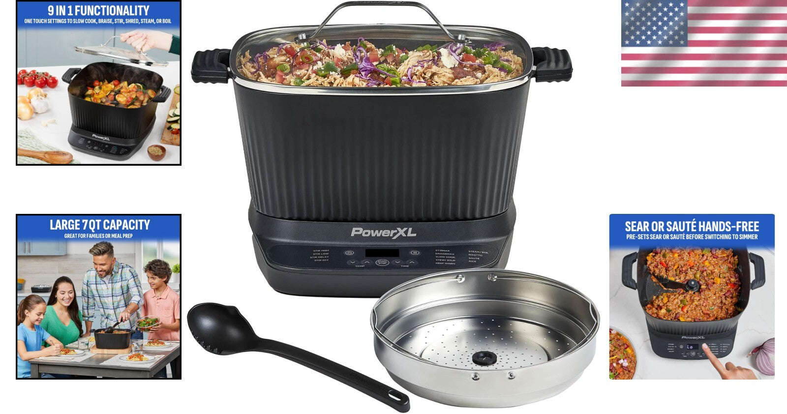 7.5QT STIRMAX Plus Digital Cooker: 9 Programmable Settings for Effortless Meals