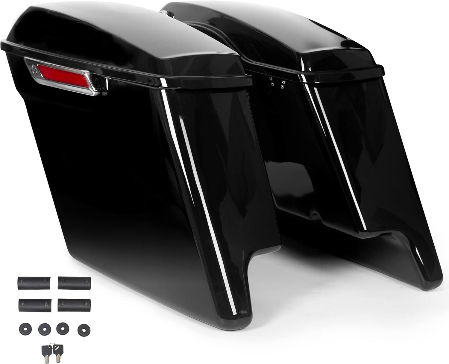 Classic 5'' Stretched Saddle Bags with Marker Lights for Harley Davidson Models