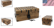 Load image into Gallery viewer, Large Handcrafted Storage Chest with Vintage Iron Lock - 14.5x8x6.75 Inches