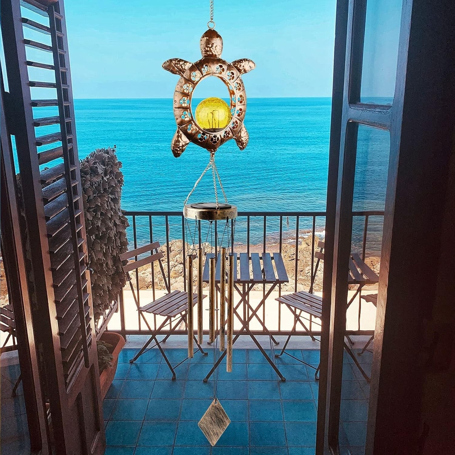 Durable Solar Turtle Wind Chimes - Soothing Melodies for Outdoor Spaces