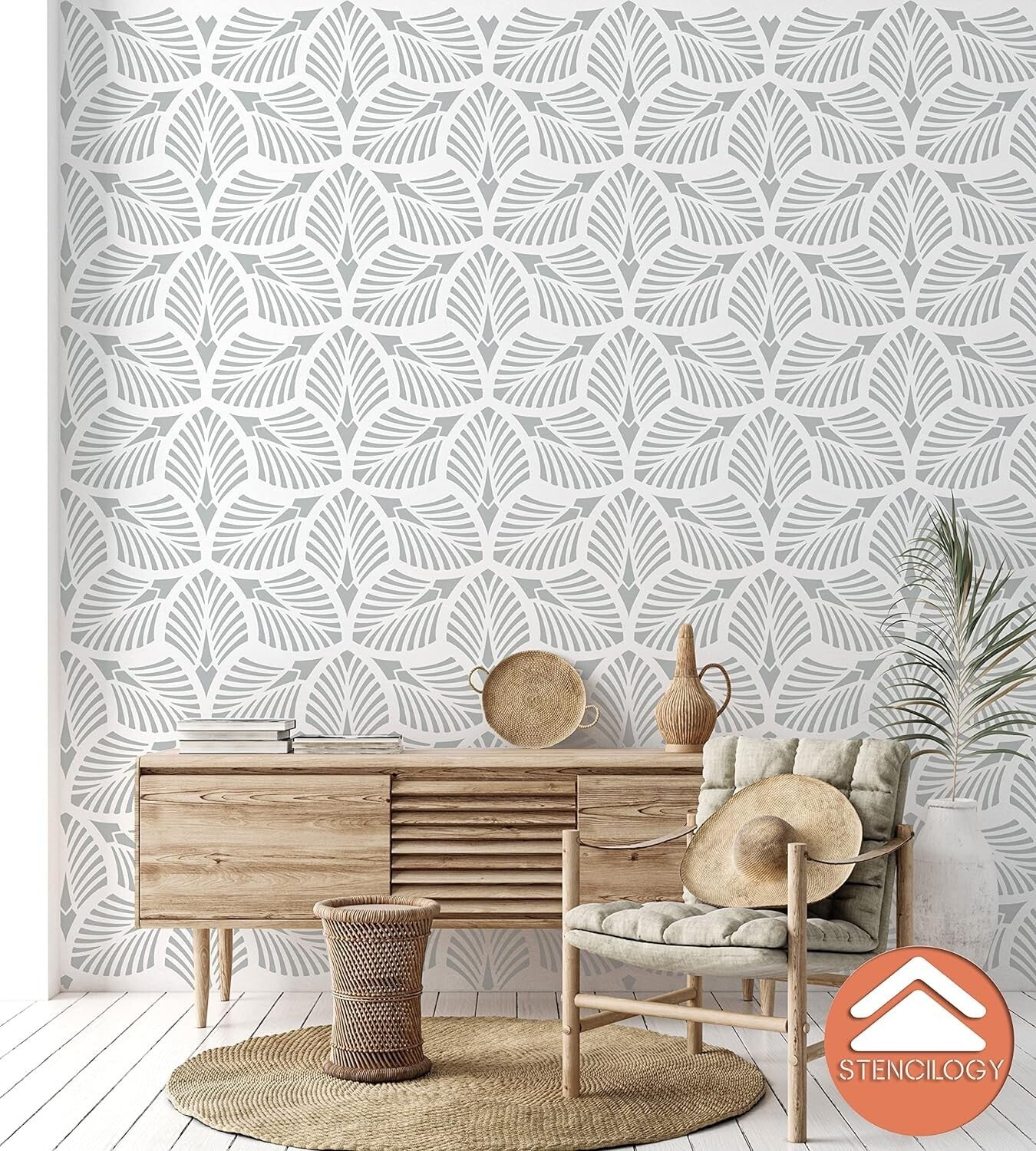 Durable 23" x 38" Palm Leaf Stencil for Quick and Stylish Wall Painting