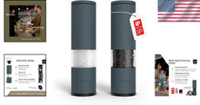 Load image into Gallery viewer, Stylish Adjustable Ceramic Spice Mill Set - Salt &amp; Pepper Grinders in Stone Blue